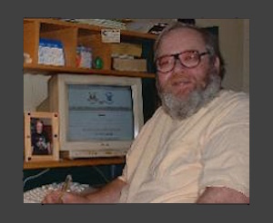 Ron Pallister with his computer(passed away 2008)
